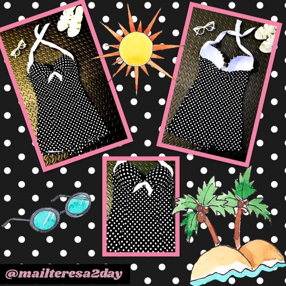 💖1950's Vintage Inspired 1-Piece Romper Swimsuit - Picture 2 of 5